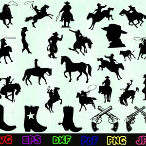 Cowboy Svg - Western Svg - Cowboy Boots Svg - Cowboy Silhouette - Cowboy Cut Files - Cowboy Svg Bundle - Cowboy Clipart - Cowboy Design Svg