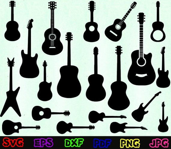 Guitar Svg - Music Instruments Svg - Guitar Silhouette - Guitar Cut Files - Guitar Svg Bundle - Guitar Clipart- Guitar Design- Guitar Vector