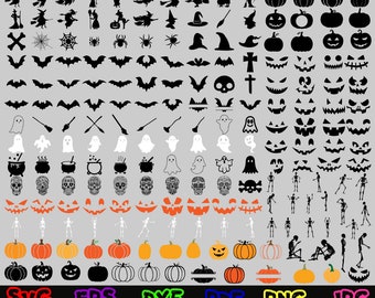 Halloween SVG - Happy Halloween SVG - Halloween Silhouette - Halloween Cut Files  - Halloween Clipart - Pumpkin Svg - Bats Svg - Witch Svg