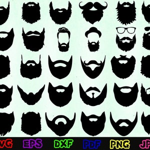 Beard Svg - Beard Silhouette - Beard Cut Files- Beard Svg Bundle- Beard Clipart- Beard Design- Mustache Svg- Mustache Cut Files- Hipster Svg