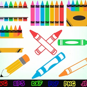 9 Crayon Svg - Crayon Cut File - Crayon Clipart - Crayon Design Svg - Crayon Shirt - School Svg - School Cut File - School Clipart - Cricut