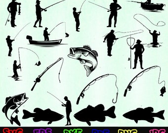 Fiske Svg - Fiske Silhuett - Fiske Cut Files - Fiske Svg Bundle - Fiske Clipart - Fiske Design Svg - Fiske Vektor - Fisk Svg