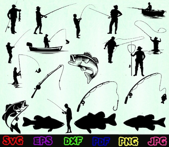 Fishing Svg - Fishing Silhouette - Fishing Cut Files - Fishing Svg Bundle - Fishing Clipart - Fishing Design Svg - Fishing Vector - Fish Svg