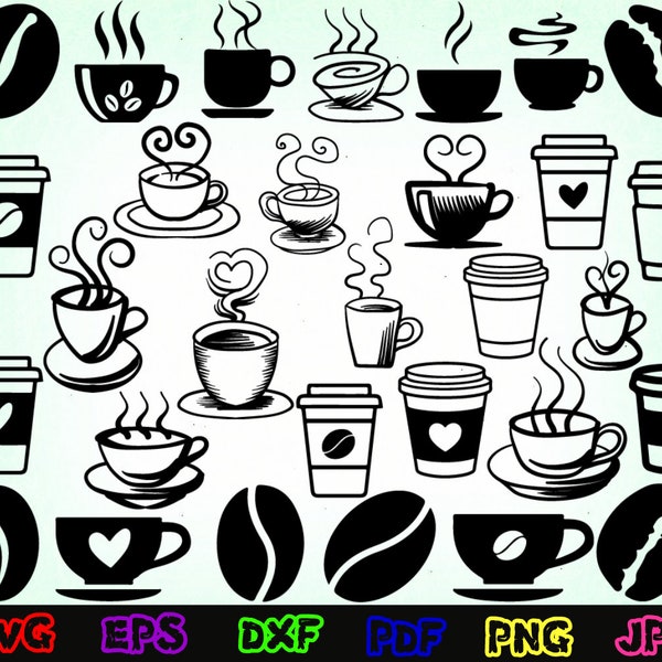 30 Coffee Svg - Coffee Silhouette - Coffee Cut File - Coffee Clipart - Coffee Design Svg - Coffee Shirt - Coffee Mug Svg - Coffee Cup Svg