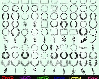 Corona SVG - Corona de boda SVG - Corona de laurel SVG - Corona floral Svg - Marco circular Svg - Archivo de corte de corona - Silueta de corona- Corona PNG