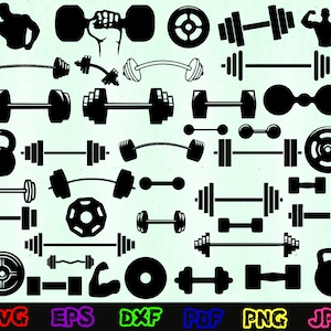30 Barbell Svg - Barbell Cut File - Barbell Silhouette - Barbell Design - Dumbbell Svg - Weights Svg - Crossfit Svg - Gym Svg - Gym Cut File