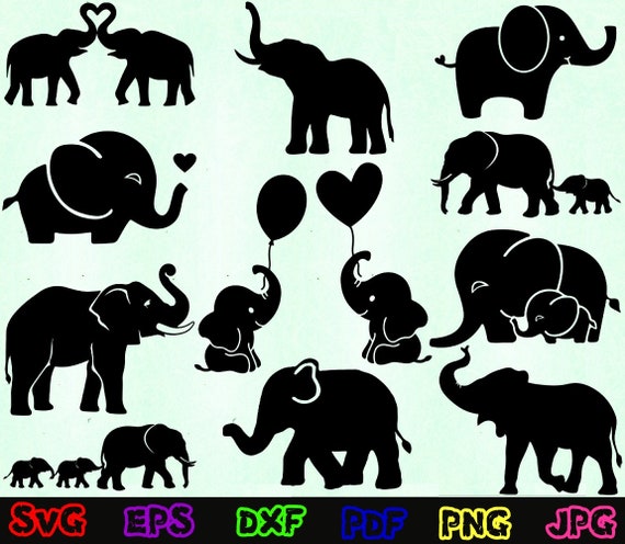 Elephant Svg - Animal Svg - Elephant Silhouette - Elephant Cut Files - Elephant Bundle - Elephant Clipart - Elephant Design- Elephant Vector
