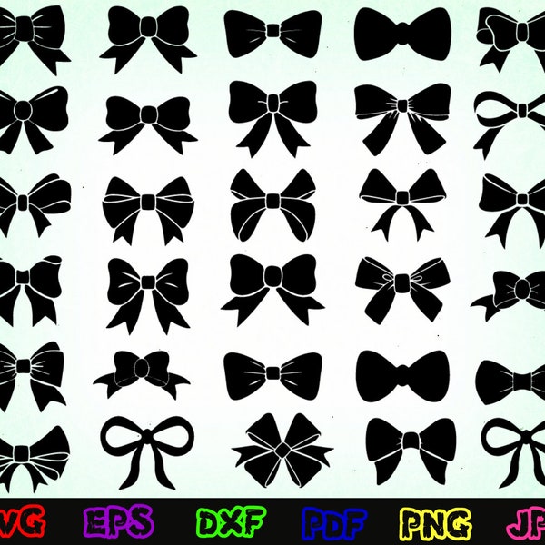 30 Bow Svg - Bow Cut File - Bow Silhouette - Bow Design - Boy Bow Svg - Girl Bow Svg - Bow Tie Svg - Cheer Bow Svg - Bow Cricut - Bow Png