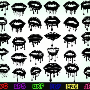 Dripping Lips Svg - Lips Svg - Dripping Lips Cut File - Dripping Svg - Dripping Silhouette - Lips Cut File - Lips Silhouette - Lips Clipart