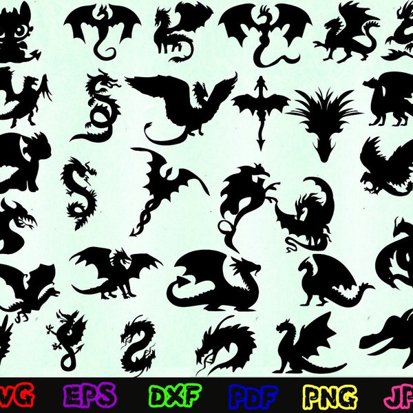 Dragon Svg - How To Train Your Dragon Svg - Dragon Silhouette - Dragon Cut Files - Dragon Svg Bundle - Dragon Clipart - Dragon Design Svg