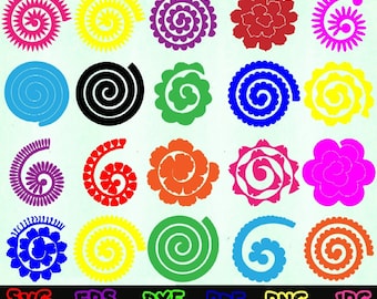 Rolled Flower Svg - Rolled Flower Cut Files - Paper Flower Svg - Rolled Flower Clipart - Rolled Flower Design - Flower Svg - 3D Flower Svg