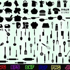 Kitchen Tools Svg - Kitchen Silhouette - Kitchen Cut Files - Kitchen Svg Bundle - Kitchen Clipart - Kitchen Design - Cheef Svg - Cooking Svg