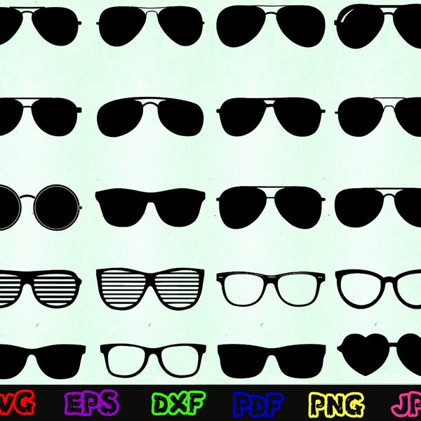 Sunglasses Svg - Aviator Sunglasses Svg - Aviators Svg - Sunglasses Silhouette - Sunglasses Cut Files- Sunglasses Bundle- Sunglasses Clipart