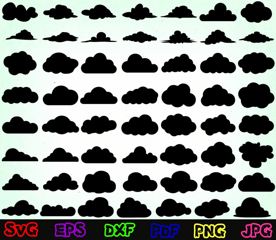 56 Cloud Svg - Cloud Cut File - Cloud Silhouette - Cloud Clipart - Sky ...