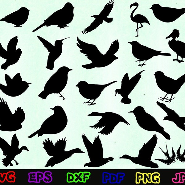 Birds Svg - Flying Birds Svg - Birds Silhouette - Birds Cut Files - Birds Svg Bundle - Birds Clipart - Birds Design Svg - Birds Vector