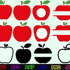 Apple Svg - Apple Monogram Svg - Fruit Svg - Apple Silhouette - Apple Cut Files - Apple Svg Bundle - Apple Clipart - Apple Design Svg
