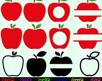 Apple Svg - Apple Monogram Svg - Fruit Svg - Apple Silhouette - Apple Cut Files - Apple Svg Bundle - Apple Clipart - Apple Design Svg