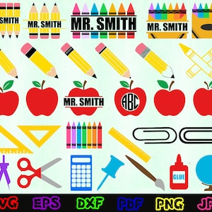 School SVG - School Silhouet - School Cut File - Back To School SVG - Schoolbenodigdheden SVG - Leraar Svg - Boeken Svg - School png- Kids Svg