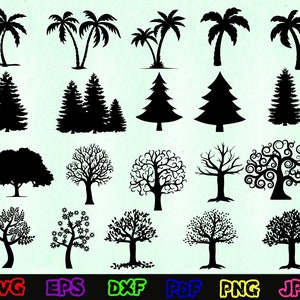 Tree Svg - Tree Silhouette - Tree Cut Files - Tree Svg Bundle - Tree Clipart - Tree Design Svg - Tree Vector - Pine Tree Svg - Palm Tree Svg