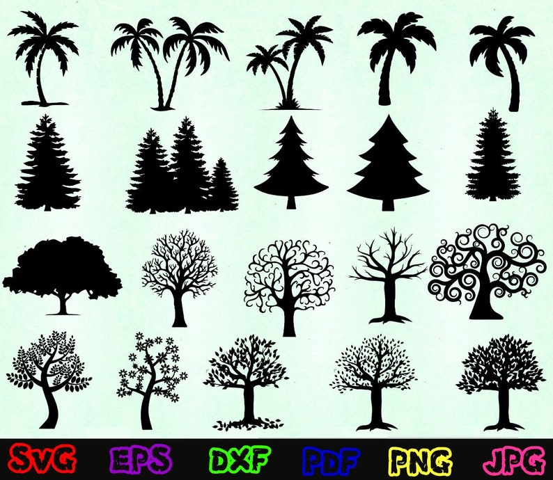 Tree Svg Tree Silhouette Tree Cut Files Tree Svg Bundle | Etsy