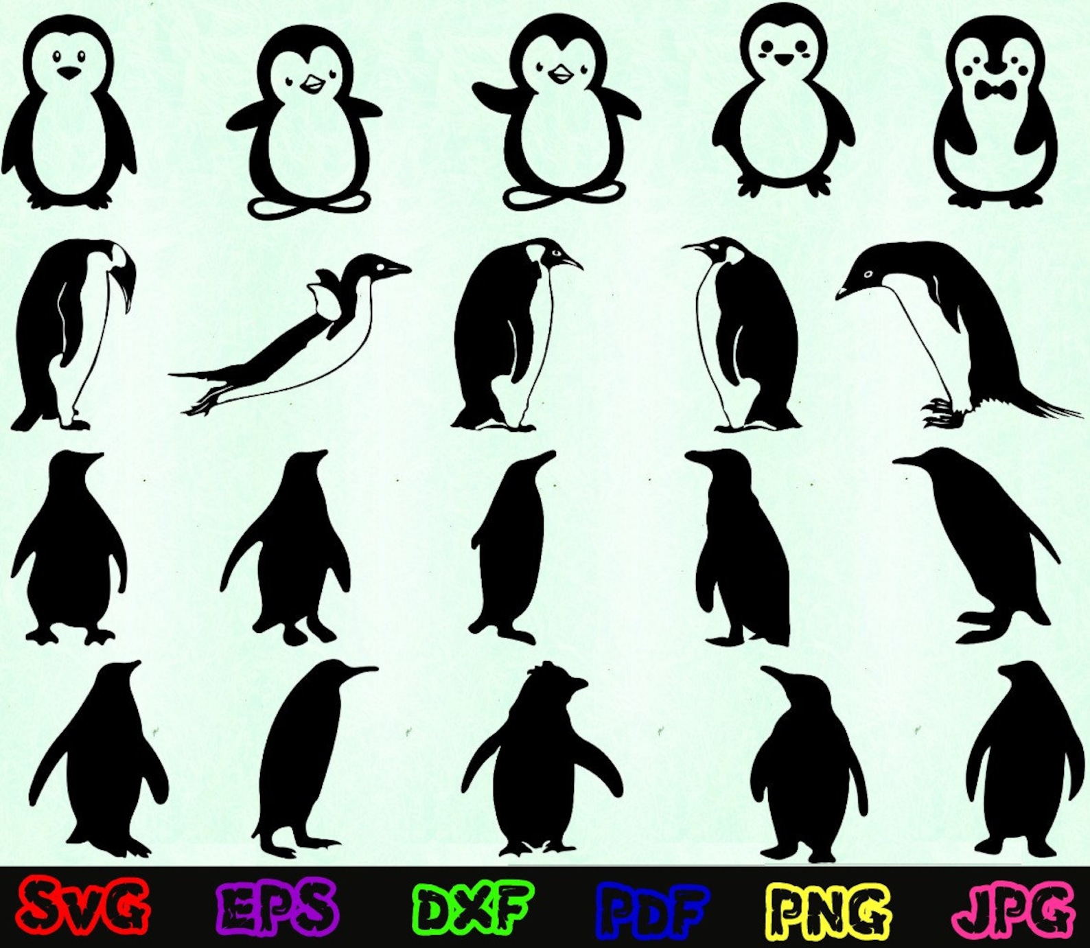 Penguin Svg Animal Svg Penguin Silhouette Penguin Cut - Etsy