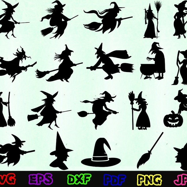 Witch Svg - Witch Silhouette - Witch Cut Files - Witch Svg Bundle - Witch Clipart - Witch Design Svg - Halloween Witch Svg - Halloween Svg