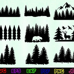 Forest Svg - Forest Silhouette - Forest Cut Files - Forest Svg Bundle - Forest Clipart - Forest Design - Forest Vector- Trees Svg- Woods Svg