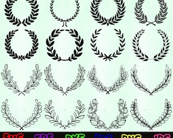 Wreath Svg Files - Floral Wreath Svg - Laurel Wreath Svg - Laurel Circle Svg - Wreath Cut File - Wreath Silhouette - Hand Drawn Wreath Svg