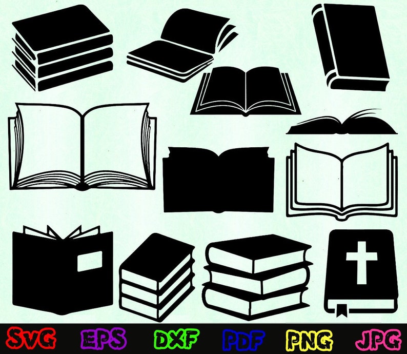 Books Clipart Books Svg Bundle Books Design- Library Svg Books Svg Book Lover Svg Books Silhouette Reading Svg Books Cut Files