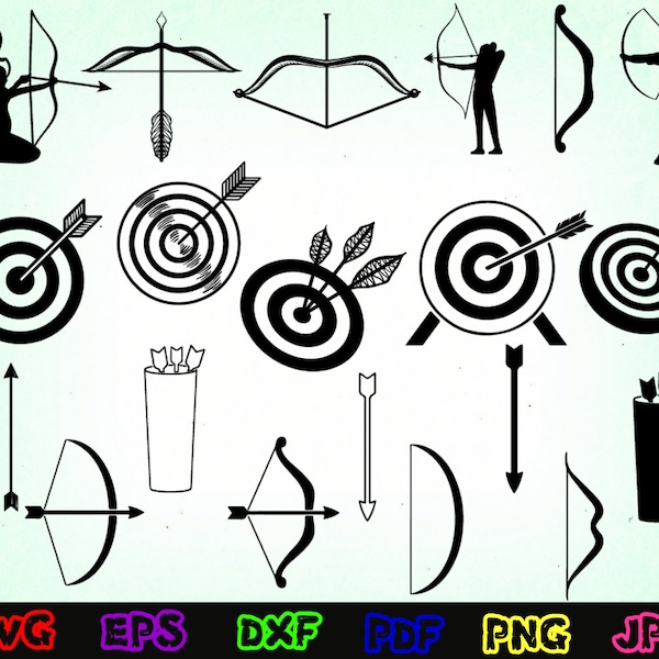 20 Archer Svg - Archer Cut File - Archer Silhouette - Target Svg - Target Silhouette - Archery Svg - Archery Cut File - Sagittarius Svg