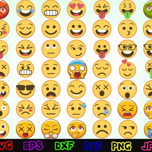 Emoticon Svg - Emoji Svg - Emoji Svg Bundle - Emoji Clipart - Emoji Design Svg - Emoji Shirt - Emoji Silhouette - Smiley Faces Svg - Cricut