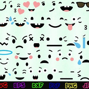 Face Expression Svg - Smiley Face Svg- Face Svg- Cartoon Facial Expressions Svg- Face Expression Cut Files- Emotion Svg- Nose Svg- Mouth Svg