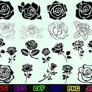 Rose Svg - Flowers Svg - Red Roses Svg - Rose Silhouette - Rose Cut Files - Rose Svg Bundle - Rose Clipart - Rose Design Svg - Rose Vector
