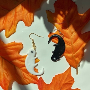 Yin and Yang Chameleon Polymer Clay Dangle Earrings