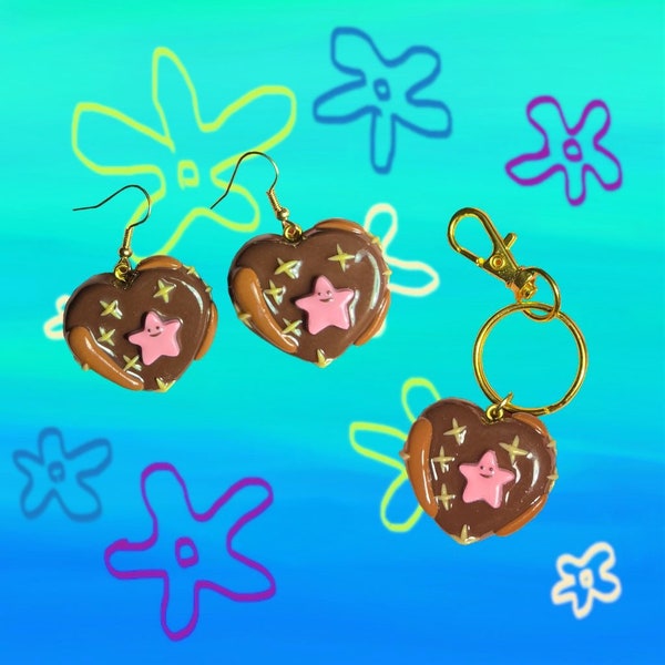 Patrick Star’s Chocolate Heart Balloon from Spongebob Squarepants Keychains, Earrings, and Magnets| Clay Earrings | Spongebob Earrings