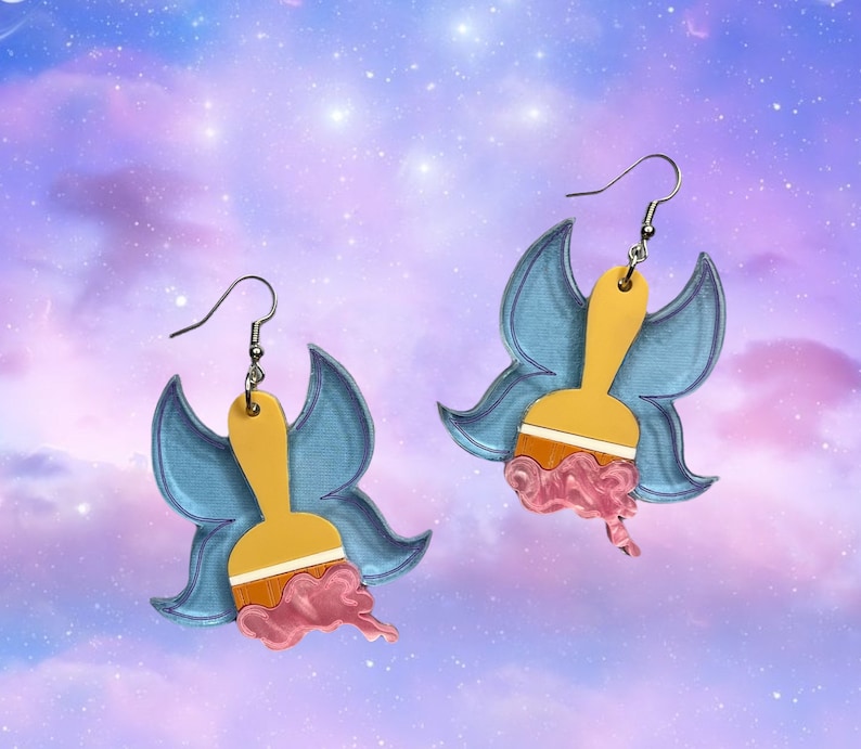 Neopets Faerie Paint Brush Acrylic Dangle and Drop Earrings Etsy