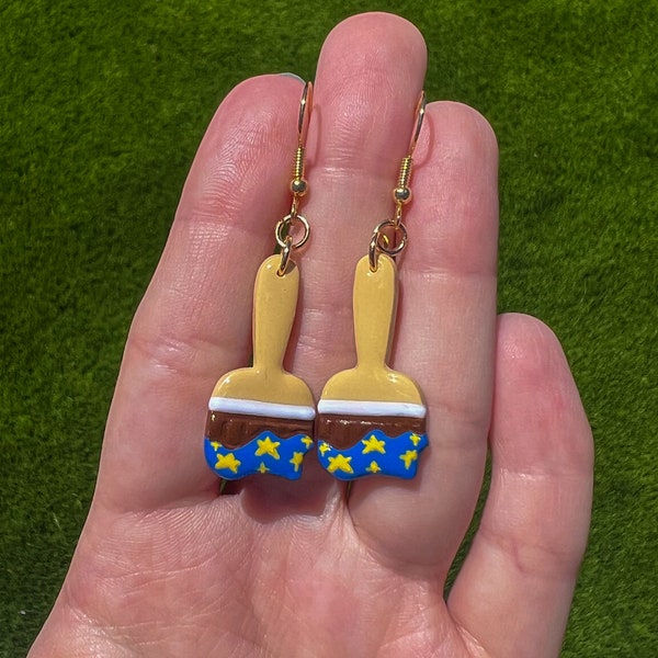 Neopets Paint Brushes | Polymer Clay Dangle and Drop Earrings | Virtual Pet Computer Game Jewelry | Neopet Paintbrush Jewelry | Baby, Starry