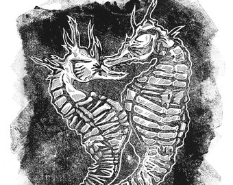 Linoprint "Seahorse"