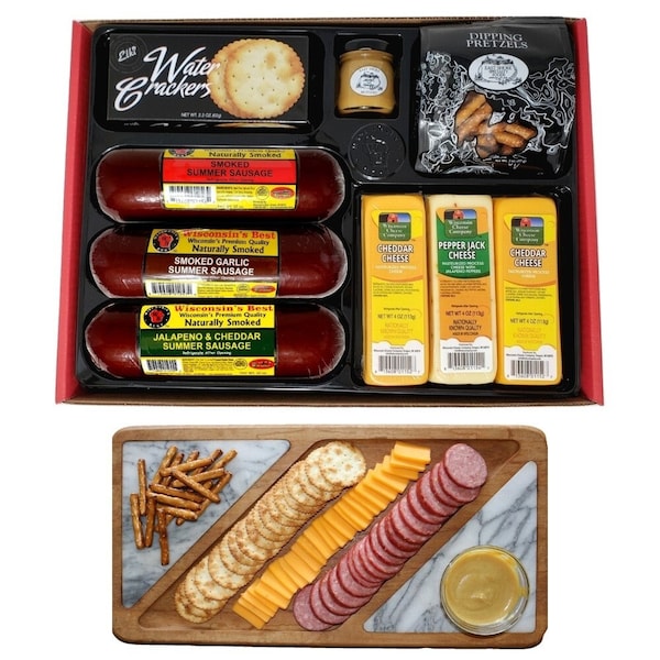 Wisconsin's Best & Wisconsin Cheese Company's Ultimate Cheese, Sausage Gourmet Gift Basket. Great Birthday Gift, Holiday Gift, Food Gift.