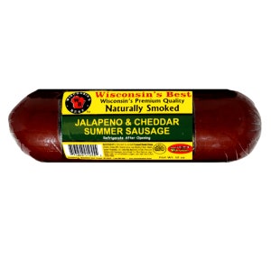 Wisconsin&#39;s Best - Smoked Summer Sausage - 12oz. | Large | Jalapeno and Cheddar Cheese Naturally Hickory Smoked Summer Sausage