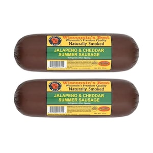 Wisconsin’s Best - Jalapeño Cheddar Summer Sausage 2 Pack, Spicy Sausage, High Protein Snack, Keto Friendly, Low Carb