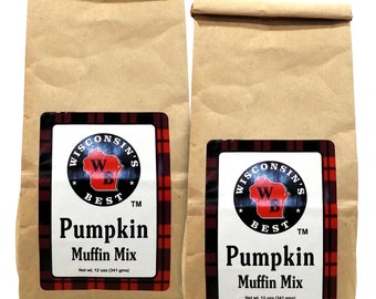 Pumpkin Muffin Mix, 12oz. (Pack of 2) - Just Like Grandma's Homemade Recipe. Fantastic for Brunch and Family Breakfast