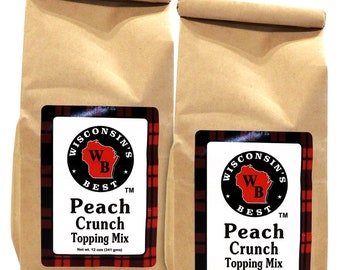 Peach Crunch Topping Mix, 12oz. (Pack of 2) - Just Like Grandma's Homemade Recipe. Fantastic Dessert for Family, Friends & Entertaining