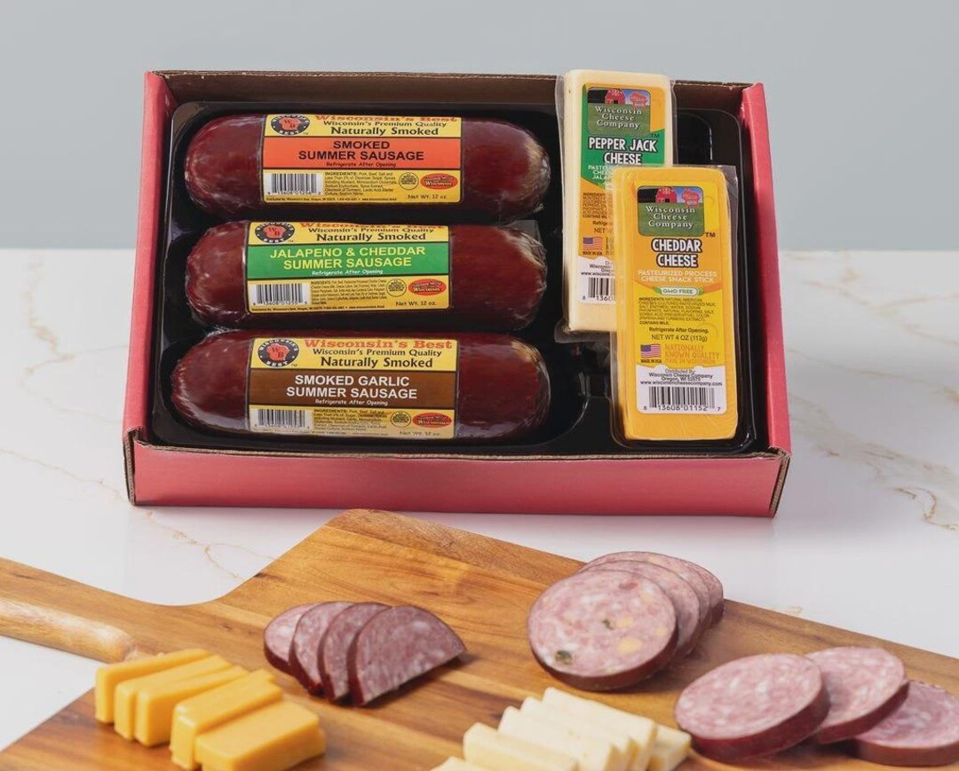 Wisconsin's Best - Premium Cheese & Sausage Gift Box - Etsy