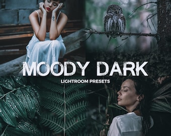 6 Moody Dark Lightroom Presets: Cinematic Portrait Filters, Forest Dark Tones (Mobile & Desktop)