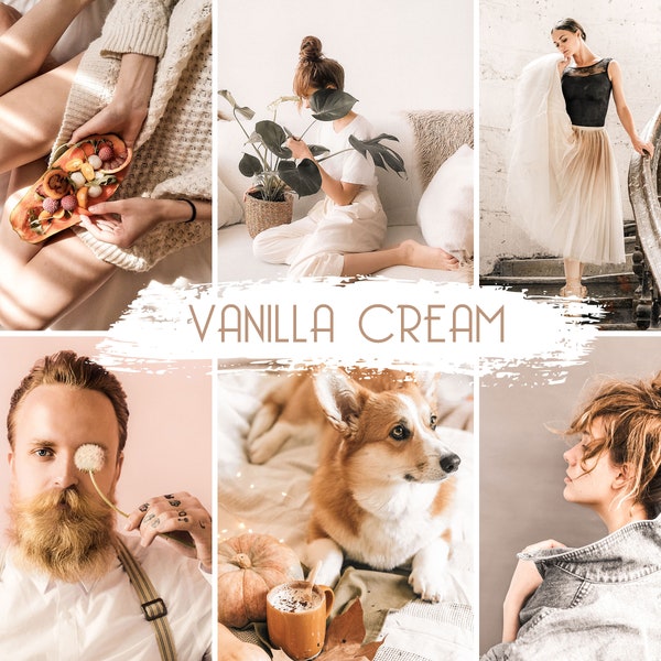 4 VANILLA Presets - Lightroom Presets for Desktop & Mobile, Vanilla Cream Presets, Instagram Filters, Bright Light and Airy Presets