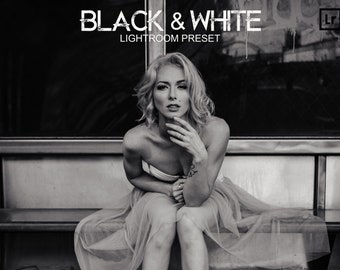 7 Black & White Lightroom Presets: Monochrome Film Look, Black Moody Tones (DNG, XMP)
