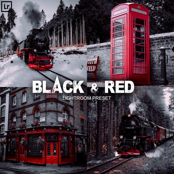 6 BLACK & RED Presets - Lightroom Presets, Dark Presets, Black Presets, Red Presets, Dark Presets, Red and Black Presets, Black Red Presets