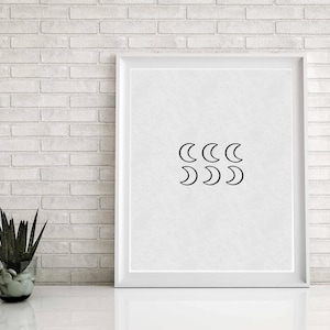 Moon Drawing, Crescent Moon Line Drawing, Simple Moon Art, Digital Moon Art