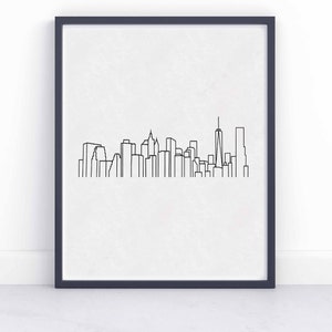 New York City Skyline Art, New York Cityscape, Skyline Drawing, New York Line Drawing, New York Printable Art